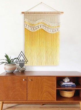 【稻香】手工编织染色黄色渐变挂毯简约民宿客栈遮电表箱装饰挂画