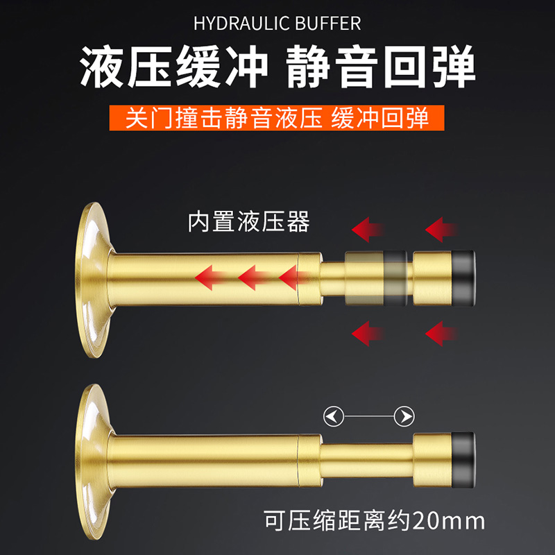 纯铜门挡免打孔液压缓冲橡胶门顶升降门吸把手防撞静音新款门碰器