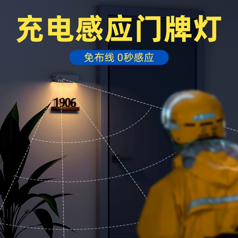 门牌感应灯壁灯入户门灯大门前进户自动智能无线人体可充电氛围灯