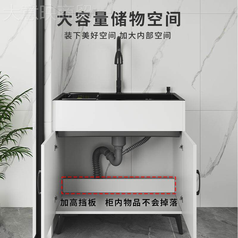 厨房不锈钢菜盆一体柜洗碗洗池家单WGI用简柜易洗菜池橱柜双槽水