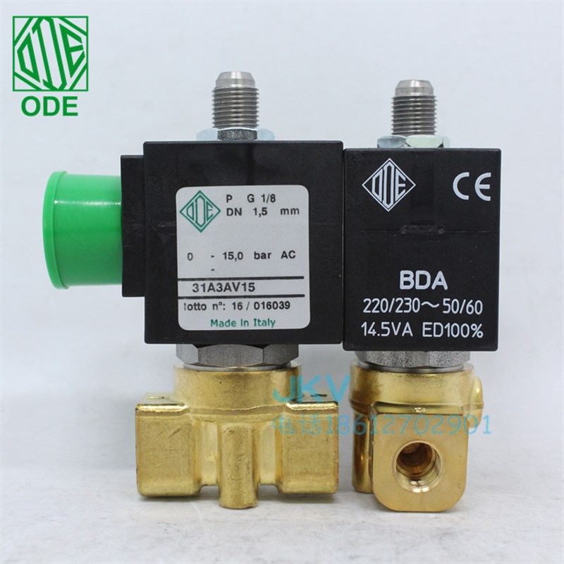 意大利ODE黄铜三通电磁阀进口微型常闭31A3AV15现货1分AC220V 12v
