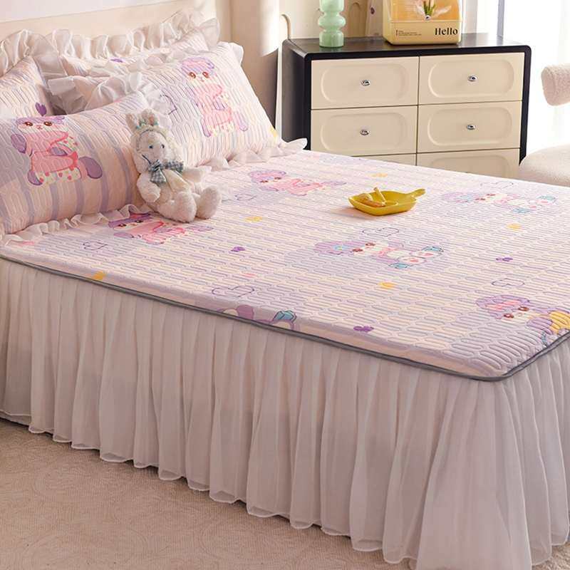 小清新床裙款乳胶凉席三件套夏季花边冰丝凉席可机水洗防滑软席子,床上用品,乳胶席,淘宝优惠券,粉丝福利购,淘宝优惠卷