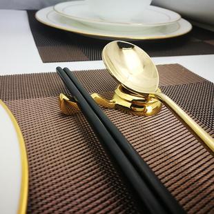 勺匙快子托 黄铜金色筷子架筷架酒店专用会所摆件放筷餐具筷托日式