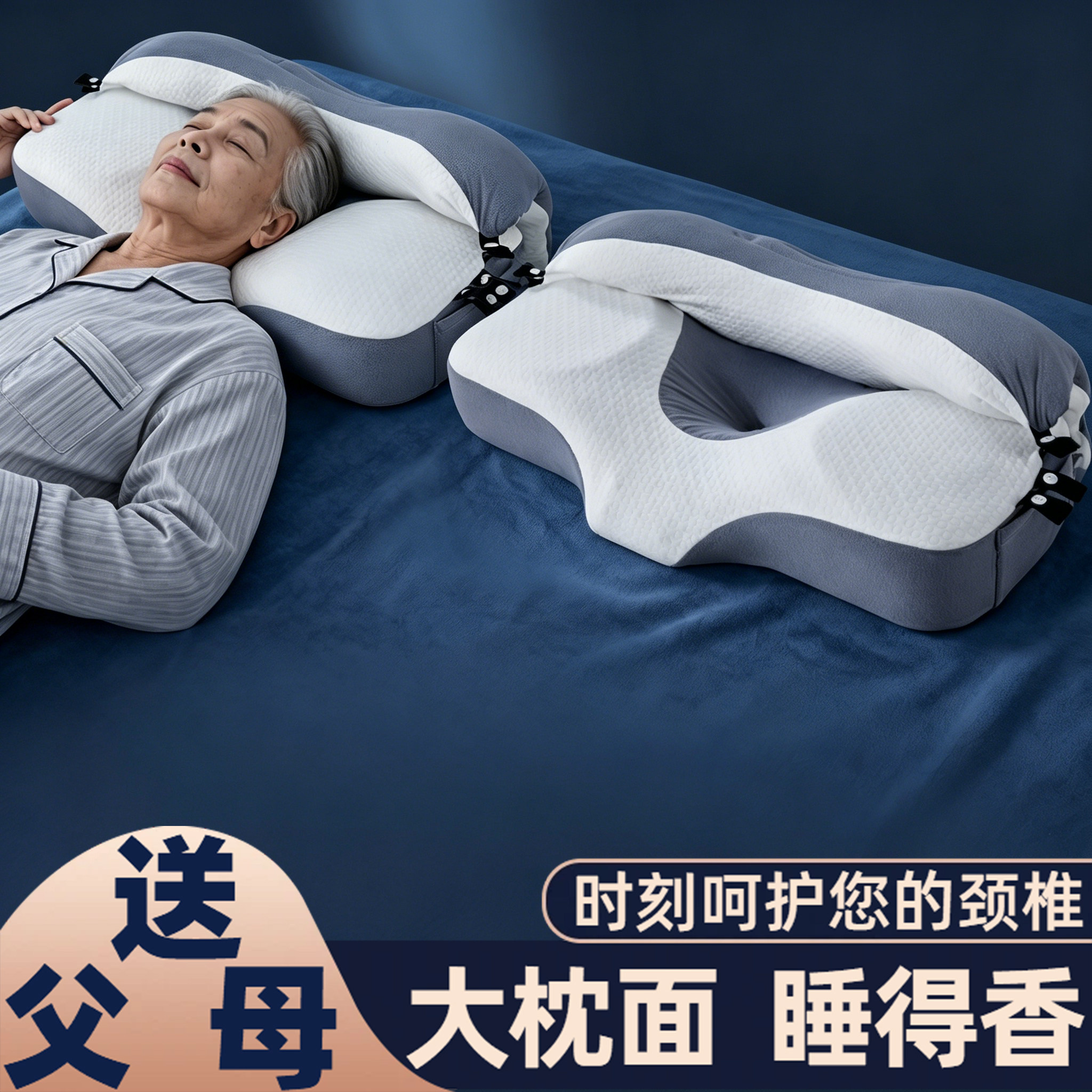 慢回弹深睡枕侧睡记忆棉枕头牵引护颈枕睡觉专用深度释放压透气枕