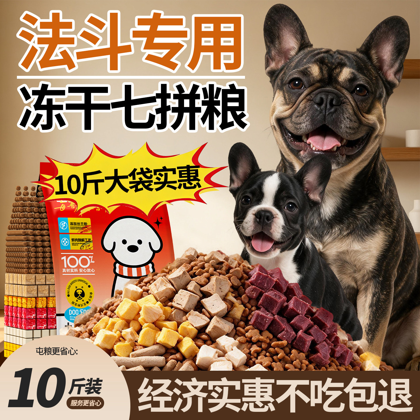 法斗专用冻干狗粮10斤成幼通用