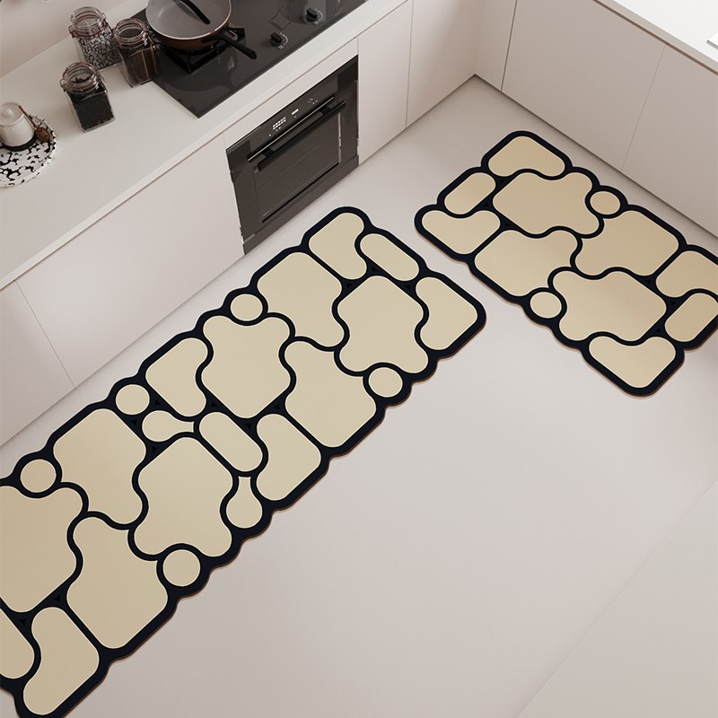 简约硅藻泥地垫厨房吸水垫l形A脚垫防滑防油免洗耐脏门口地毯定制