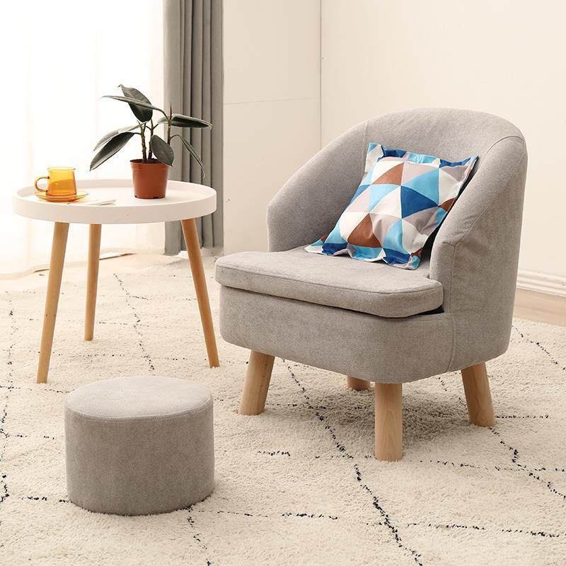 布艺沙发小户型单人椅子实木家用阳台北欧客厅简易可拆洗网红