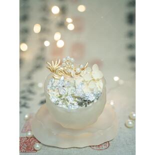 【羽之树琉璃盏】中式草本祝福美好愿景香薰蜡烛白茶香