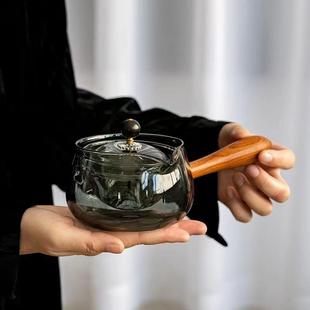 围炉煮茶器电陶炉 侧把逍遥壶泡茶壶旋转茶水分离玻璃功夫茶具套装