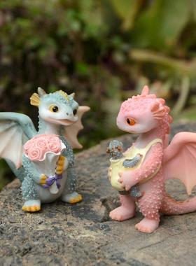 可爱小恐龙情侣摆件公仔ins欧式网红送男女朋友生日礼物汽车车载