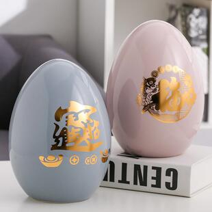 新中式扑满陶瓷存钱罐创意摆件存钱筒卡通儿童存钱筒祇进不出可取