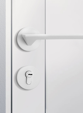 白色门锁室内卧室房门锁具家用简约D磁吸静音两件式门把手房间木