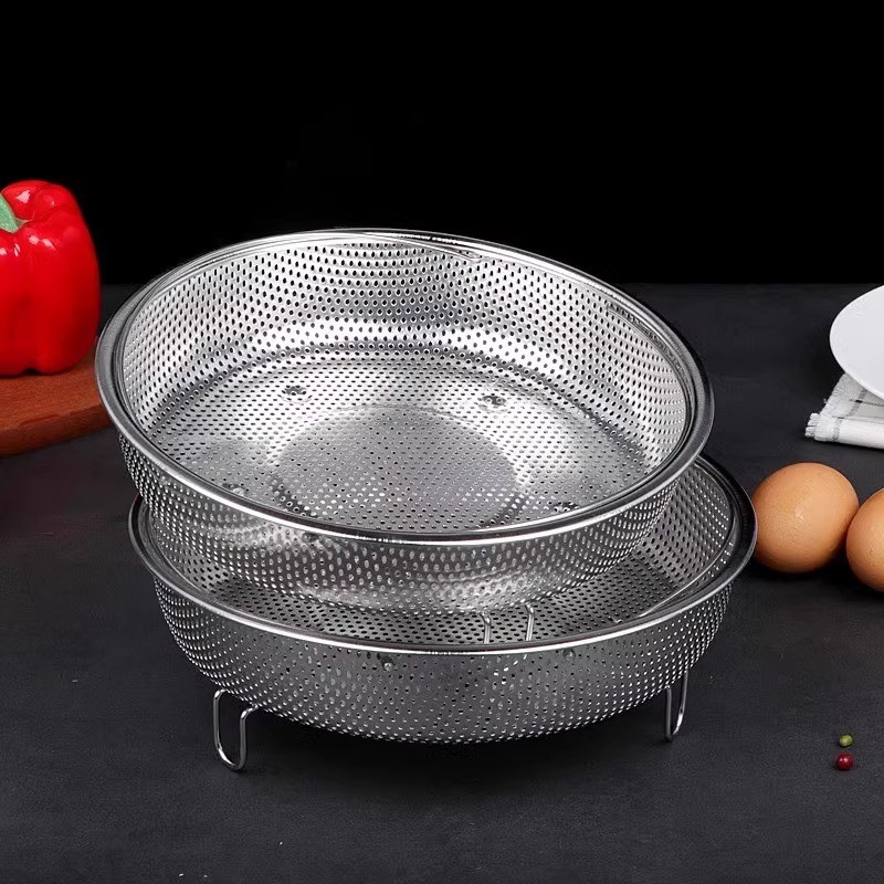 不锈钢多功能密孔沥水洗菜篮蒸格蒸笼电饭K锅米汤分离隔水蒸架蒸