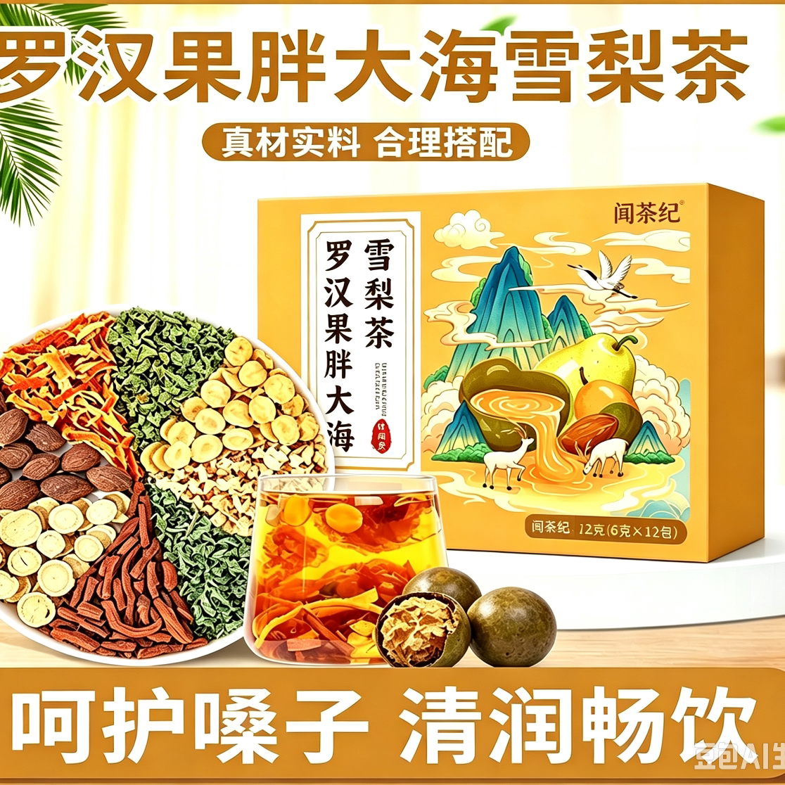 【品质好物】胖大海罗汉果雪梨茶清热润肺利咽开音滋润生津茶