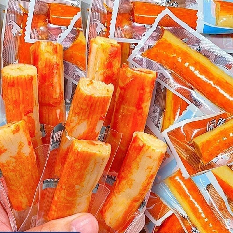 香辣手撕蟹柳蟹味棒80包即食网红蟹肉棒健康零食休闲小吃食品解馋