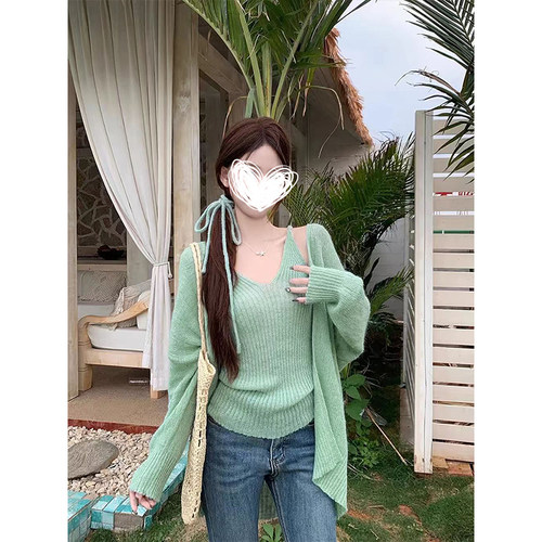 针织开衫外搭披肩外套长袖上衣女