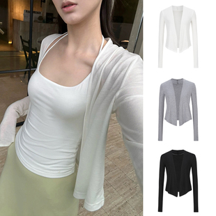 外套 外搭披肩短款 MosesQueen魔西女王白色针织防晒开衫 女春秋薄款