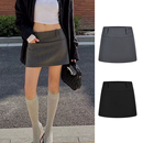 MosesQueen魔西女王灰色西装 半身裙春秋防走光中腰a字包臀短裙裤