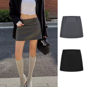 MosesQueen魔西女王灰色西装 半身裙春秋防走光中腰a字包臀短裙裤