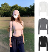 显瘦长袖 MosesQueen魔西女王粉色打底衫 女春秋冬内搭修身 t恤上衣