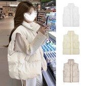 MosesQueen魔西女王白色立领棉服马甲外套女秋冬外穿背心坎肩上衣