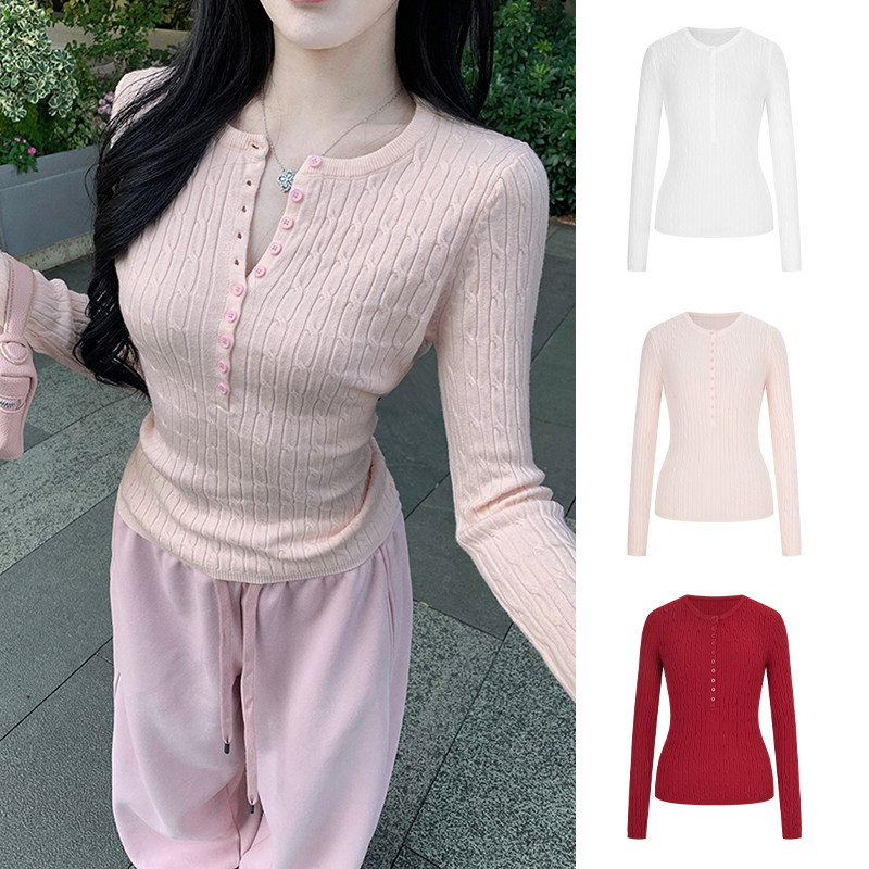 MosesQueen魔西女王粉色麻花毛衣女内搭修身半开领长袖针织衫上衣,女装/女士精品,毛针织衫,淘宝优惠券,粉丝福利购,淘宝优惠卷