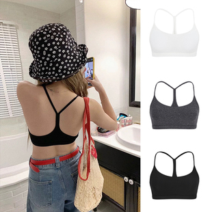 MosesQueen魔西女王美背吊带背心女内搭带胸垫外穿打底抹胸上衣黑