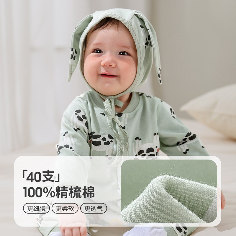 婴儿开档连体衣春秋宝宝睡衣纯棉婴幼儿衣服秋冬全棉哈衣新款爬服