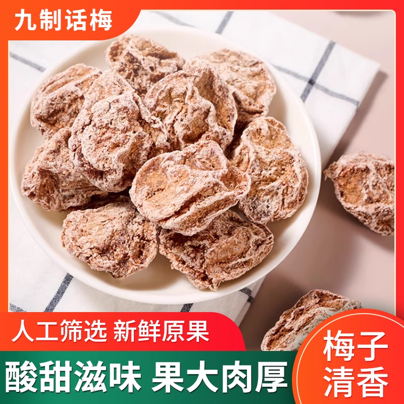 广东九制话梅干咸酸泡水喝梅子孕妇休闲零食果干果脯蜜饯梅肉条