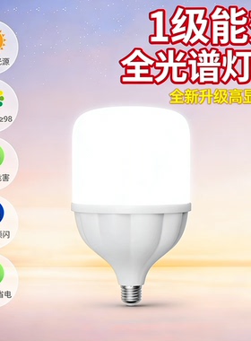 新升级全光谱 LED 灯泡 1 级能效护眼无频闪家用超亮节能大灯泡