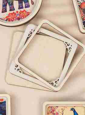 10个装傣绣冰箱贴配件DIY圆形画框装裱刺绣字木片手工冰箱贴配件