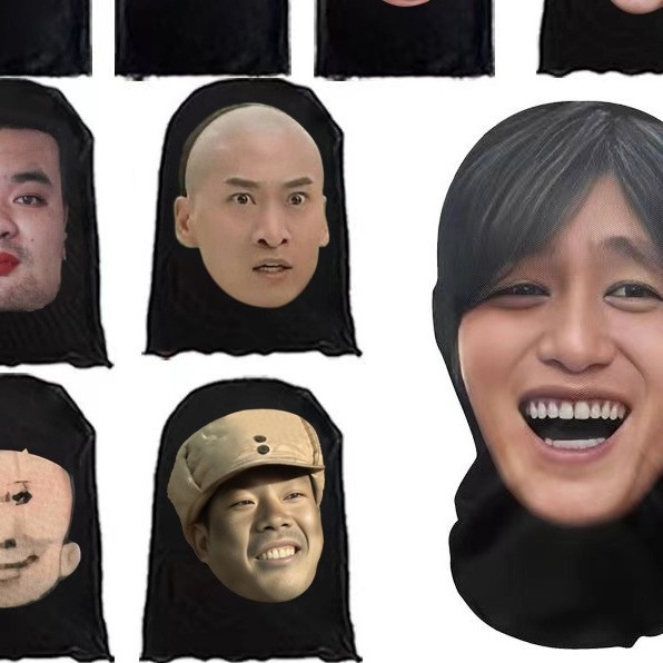 抖音恶搞龙图头套整蛊面罩搞笑cos头罩搞怪面罩骑行防晒透气面罩