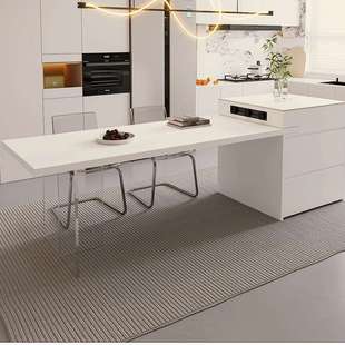 岩板岛台餐桌一体可伸缩现代简约亚克力长方形高端小户型家用导台