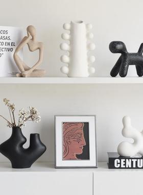 侘寂风高级感艺术异形装饰品摆件陶瓷创意软装花瓶酒书柜抽象摆设
