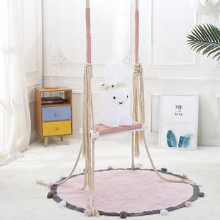 饰北欧实木板流苏网红成人吊顶悬挂吊椅 INS秋千室内家用儿童房装