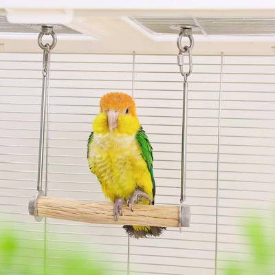 洪屿鹦鹉站杆野梨木秋千鸟笼配件栖息鸟磨爪啃咬不锈钢实木玩具