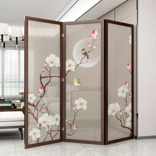 房间分割神器卧室雕花家用 实木屏风隔断板玄关客厅折叠移动新中式