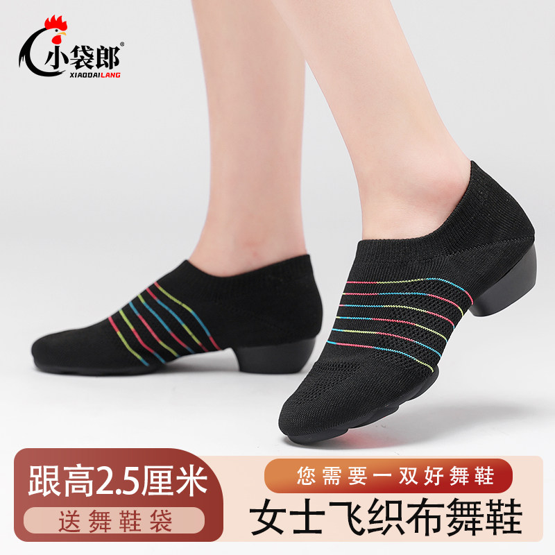 舞蹈鞋女透气广场舞鞋牛筋软底成人形体芭蕾爵士鞋网面健步妈妈鞋