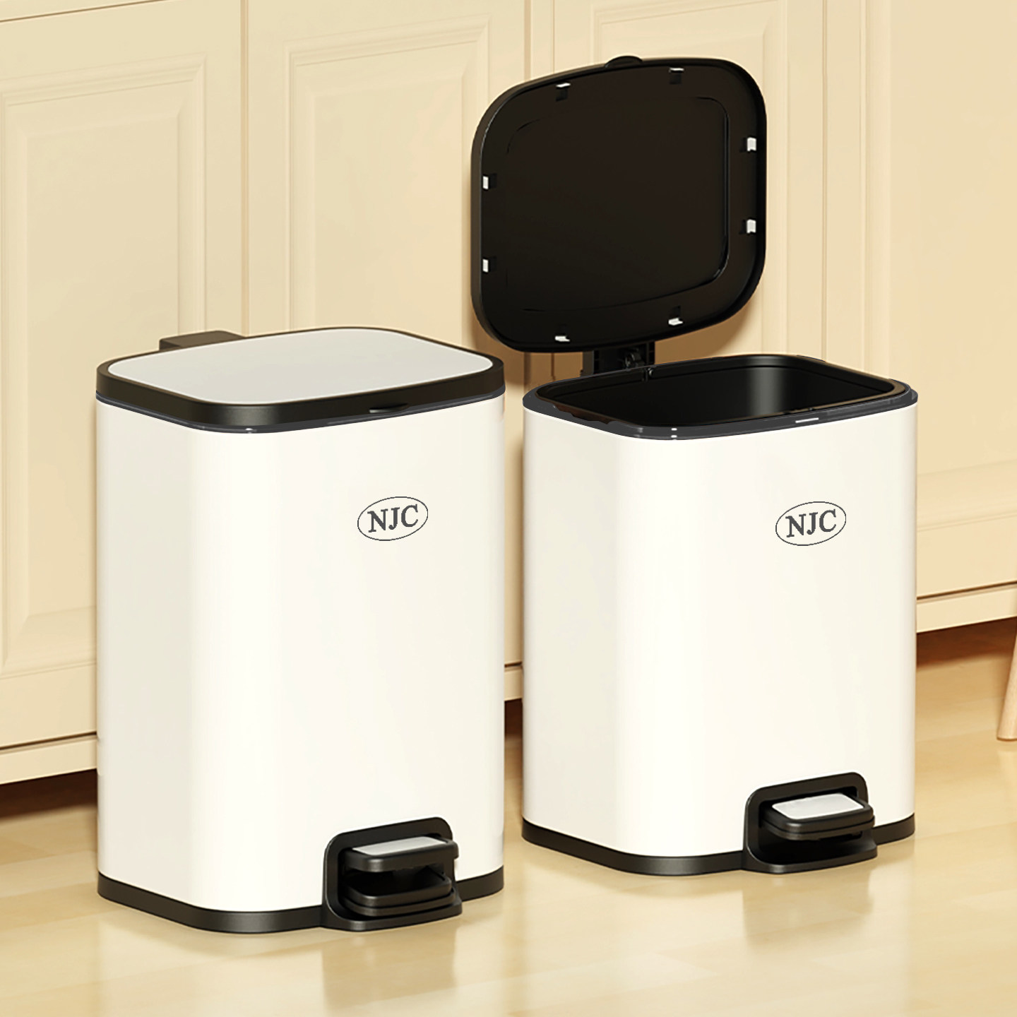 NJC厨房垃圾桶家用新款不锈钢脚踏式高档现代简约办公室客厅轻奢