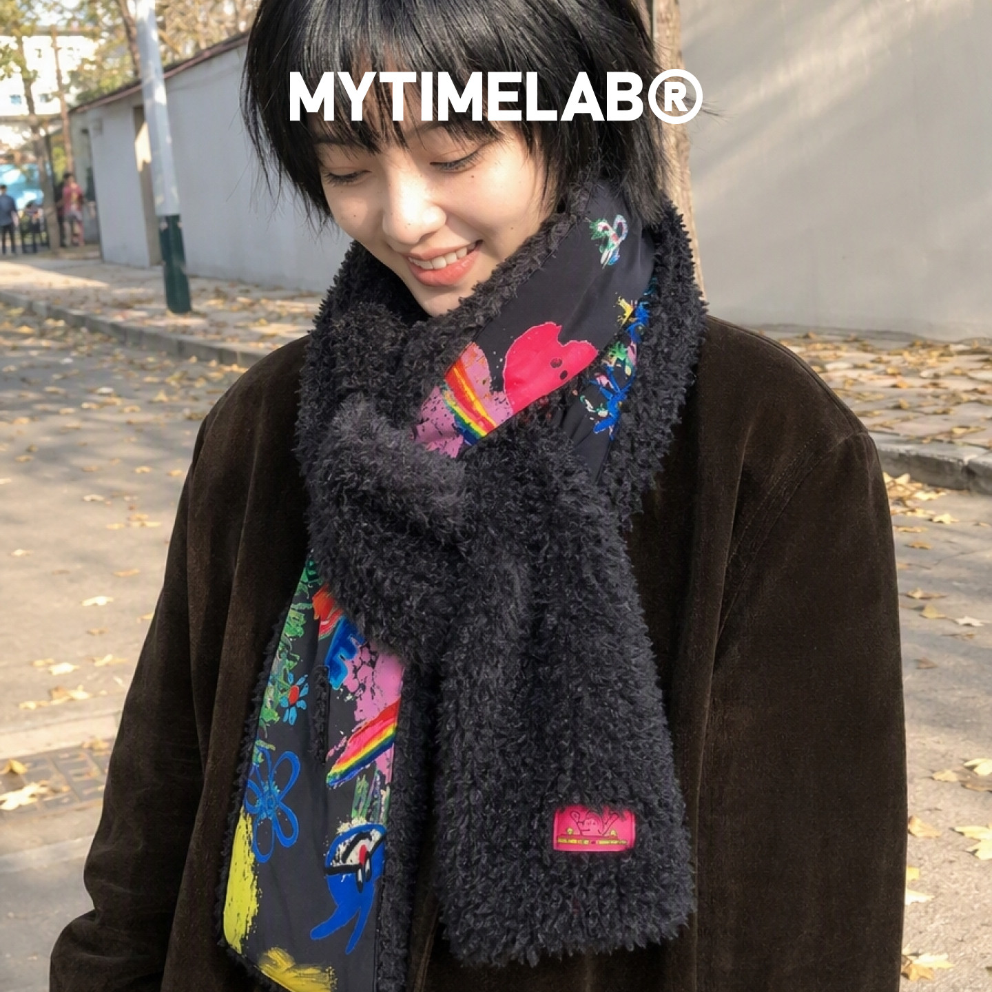 MYTIMELAB摩太潮玩PD奇思妙想围巾保暖纯色冬季披肩柔软百搭女