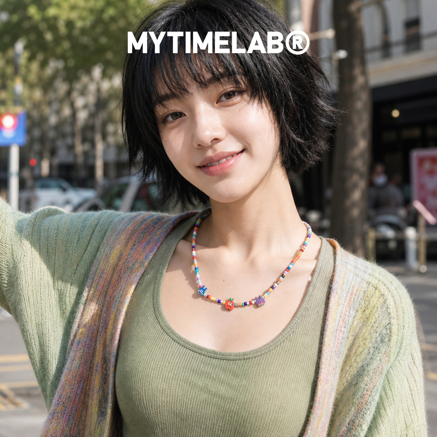 【9.9-19.9】MYTIMELAB摩太潮玩细珠IP头项链时尚百搭多彩小项链