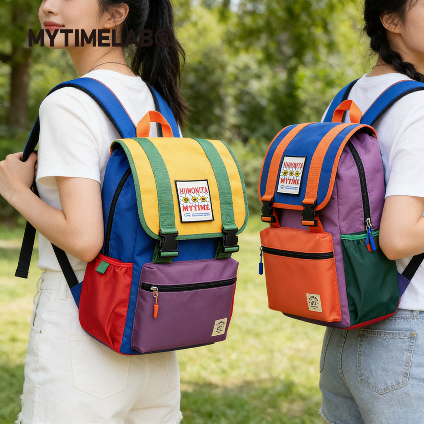 MYTIMELAB摩太潮玩MONITA炫彩贴贴双肩包通勤大容量学生男女书包