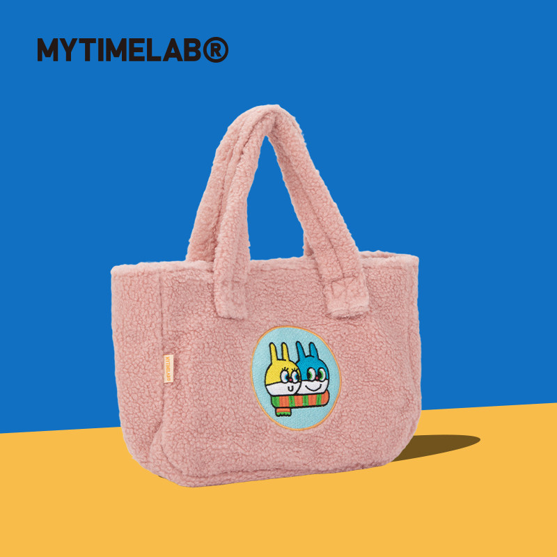 MYTIMELAB摩太潮玩超能量水氧气生活刺绣手提包毛绒大容量包秋冬