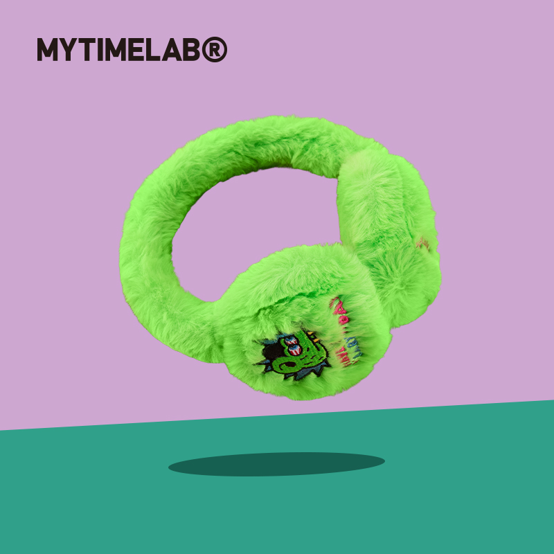 MYTIMELAB摩太潮玩绿色卡通鼠耳罩可爱秋冬男女通用毛绒防寒趣味