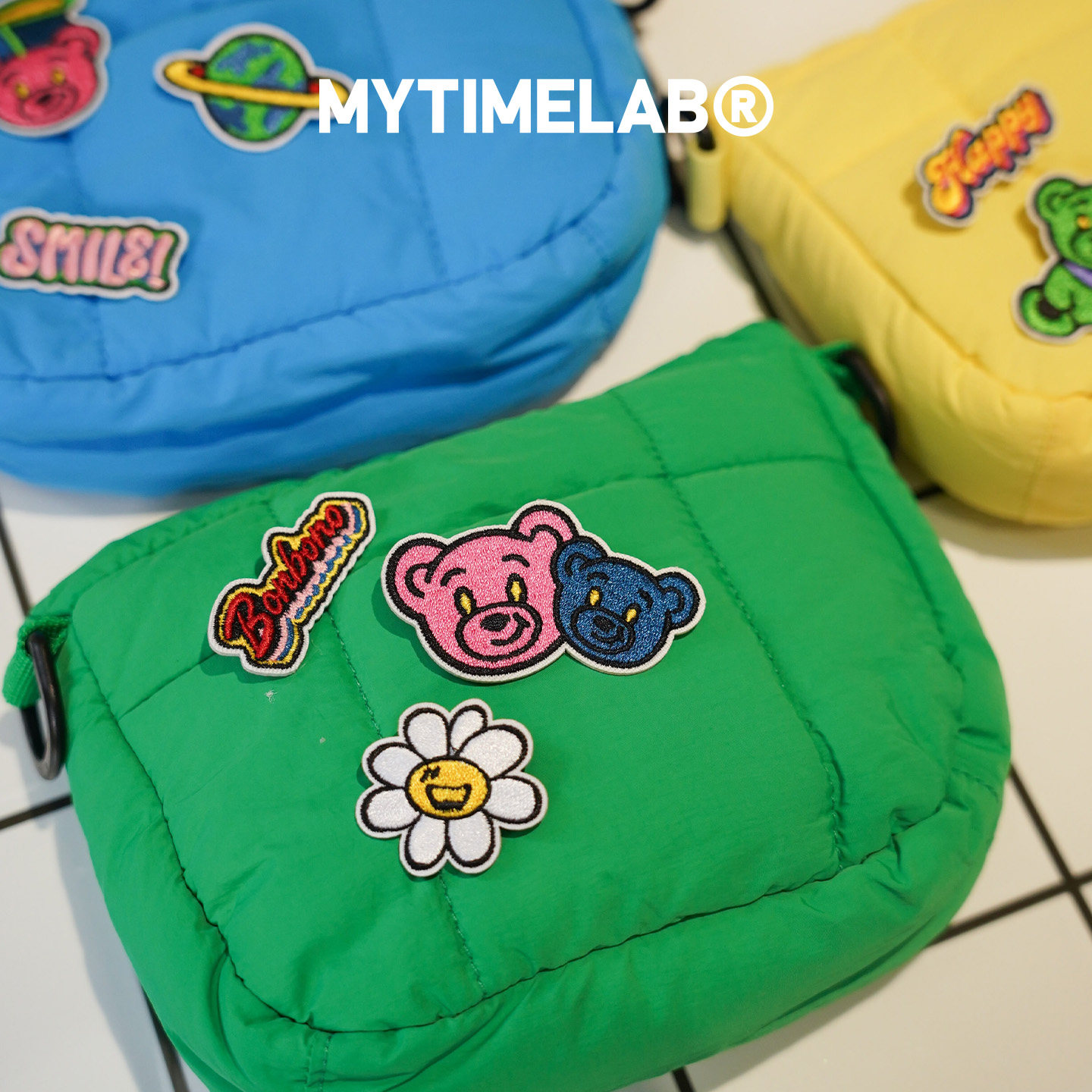MYTIMELAB摩太潮玩MT缤纷涂鸦刺绣别针小熊卡通包挂件装饰刺绣贴