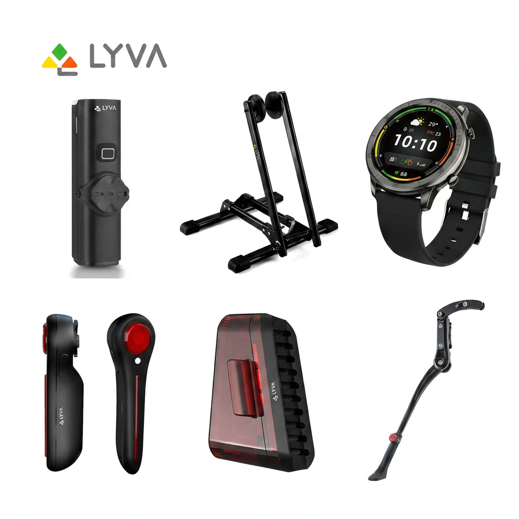 LYVA 电助力自行车G01G02专用配件 边撑尾灯前灯停车架智能手表