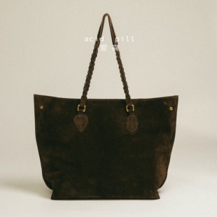 爱喜acidpill｜头层牛皮麂皮大容量轻奢文艺16寸电脑包单肩托特包