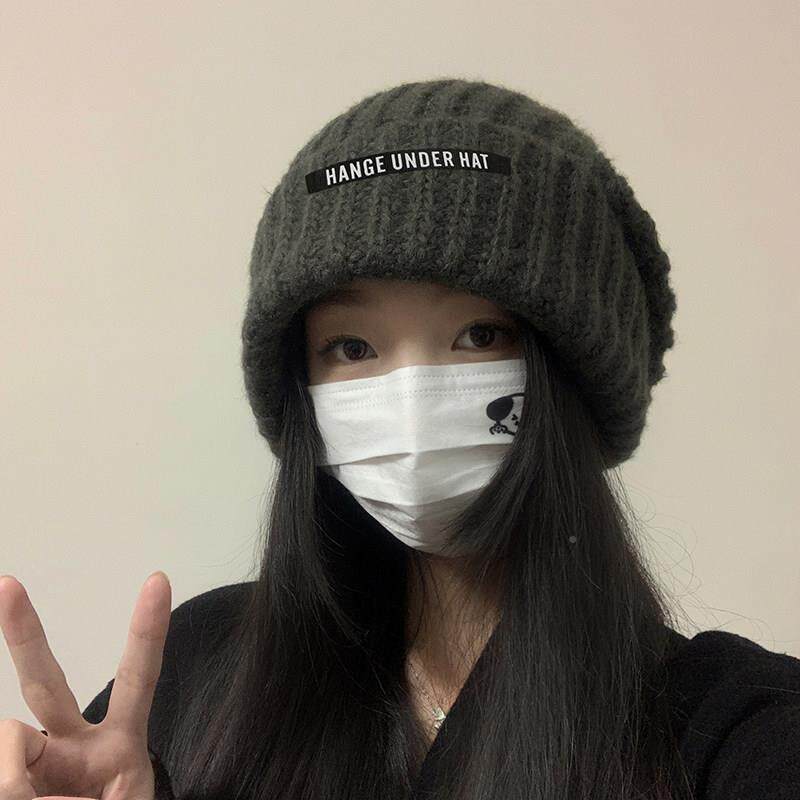 大头毛线帽女2围0子25秋季新冬款保暖显脸小针c0479织堆堆百搭护