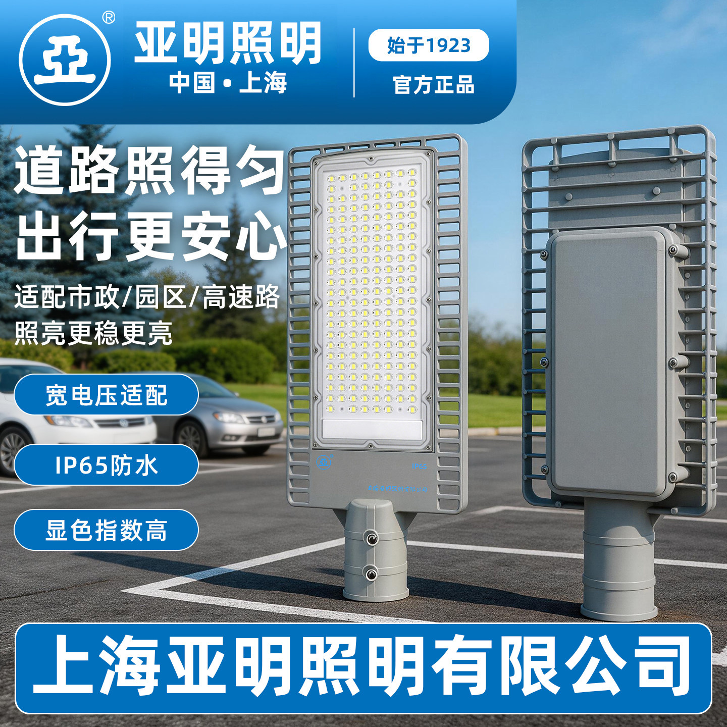 上海亚明led路灯头220V农村防水电线杆超亮庭院市政道路挑臂路灯