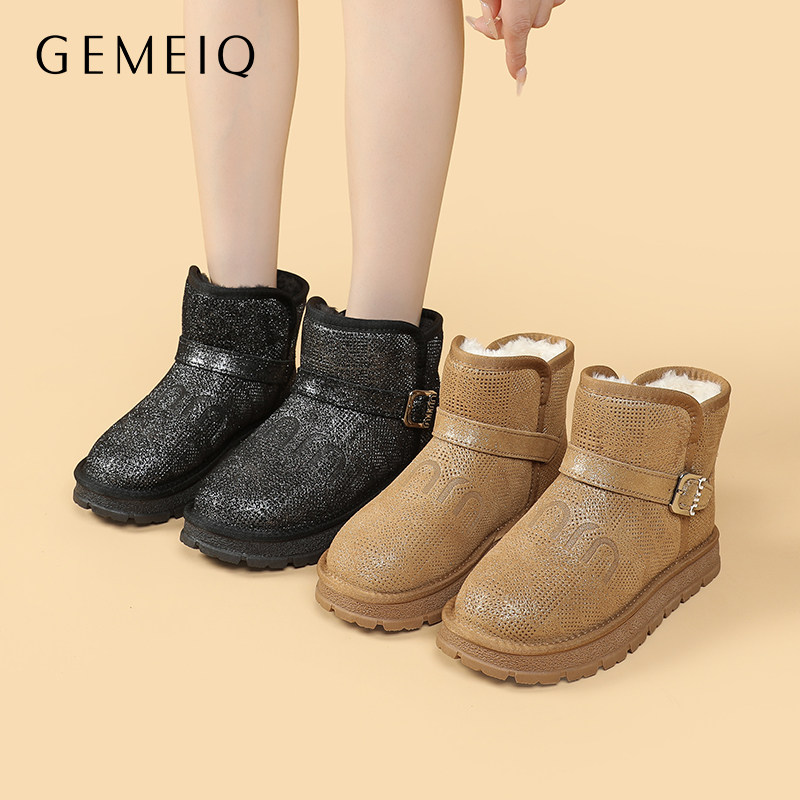 戈美其雪地靴冬季加绒加厚棉靴经典套筒短靴外穿保暖防水短筒女靴,女鞋,时尚雪地靴,淘宝优惠券,粉丝福利购,淘宝优惠卷